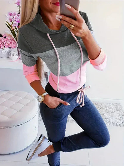 Sweat-shirt à capuche pour femme, manches longues