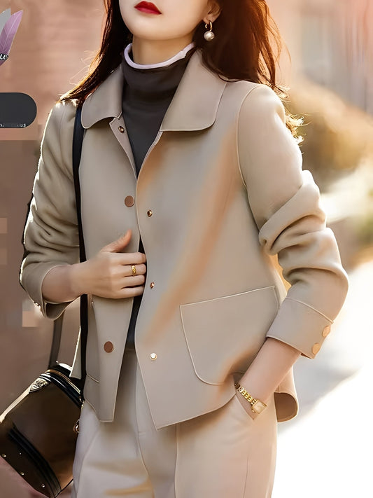 Elegante Damen Winterjacke Mit Knöpfen - IdealeKleiden