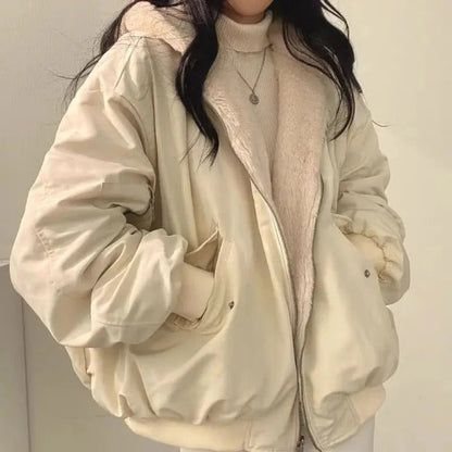 Veste en fausse fourrure oversize femme longueur hanches traitement côtelé