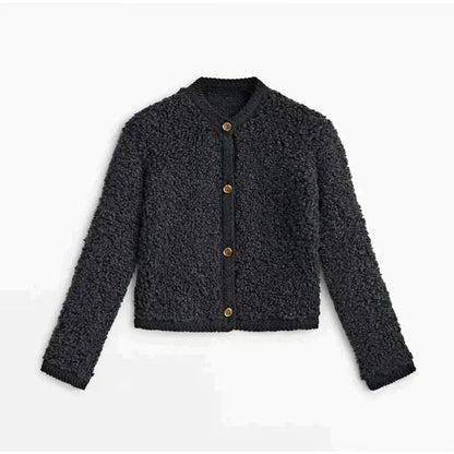Veste teddy femme Coupe décontractée Douce Col rond