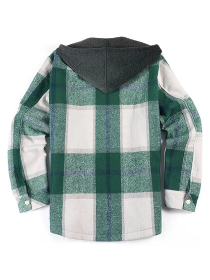Veste à carreaux à capuche tendance pour hommes