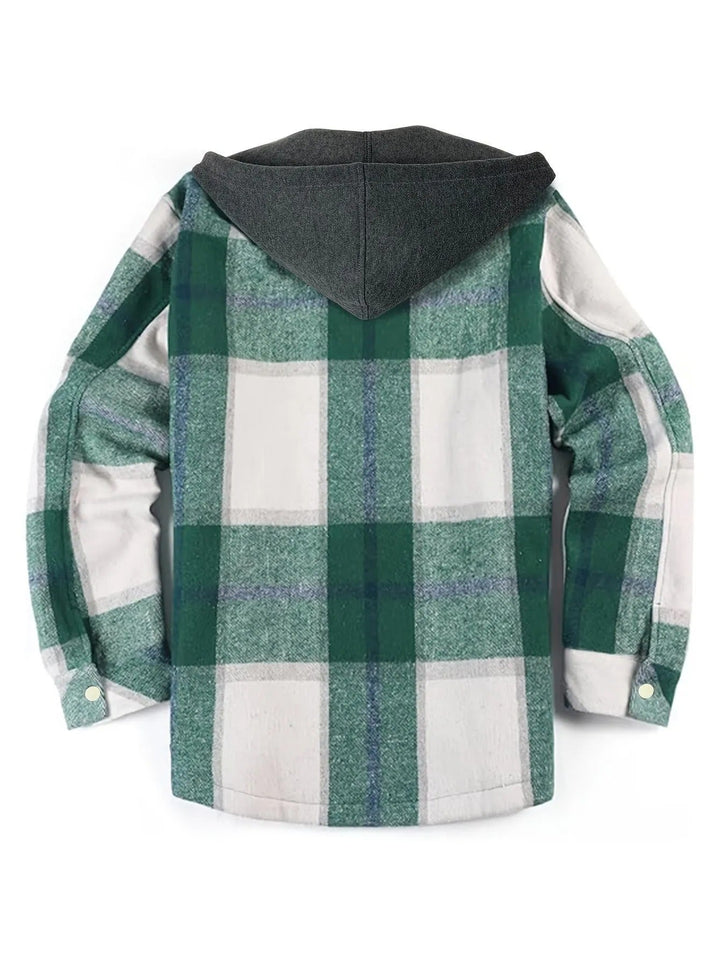 Veste à carreaux à capuche tendance pour hommes