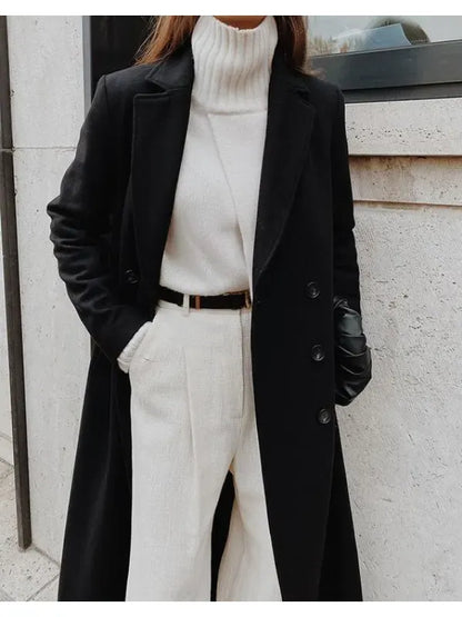 Manteau Femme Laine Cintrée Élégant Coupe