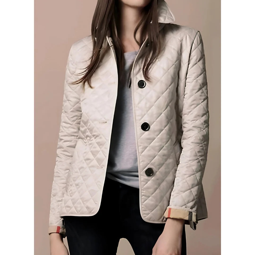 Elegante Steppjacke Damen Taillierte Fit Diamant Muster - IdealeKleiden