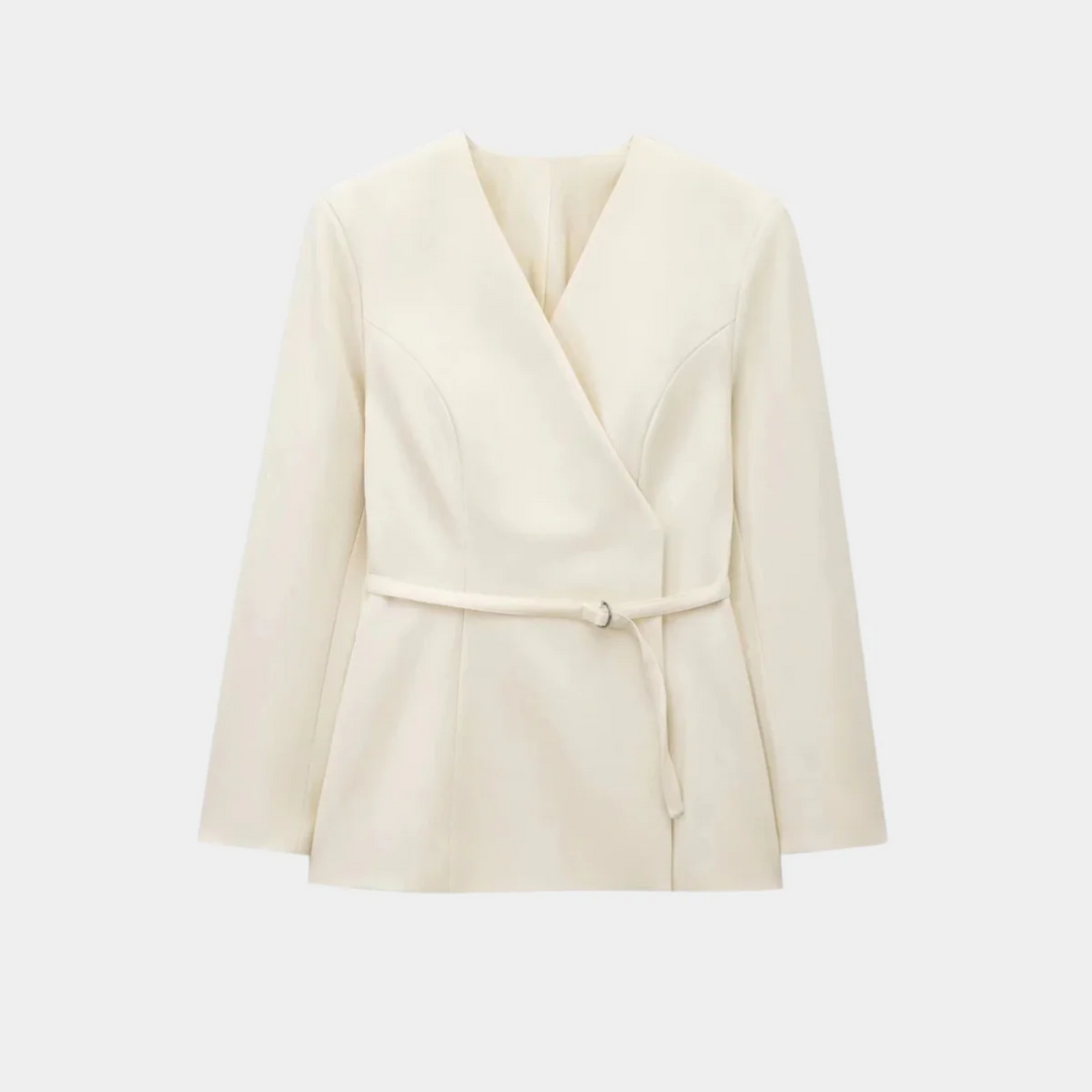 Élégante veste pour femme, blazer cache-cœur à manches longues avec ceinture