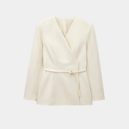 Élégante veste pour femme, blazer cache-cœur à manches longues avec ceinture