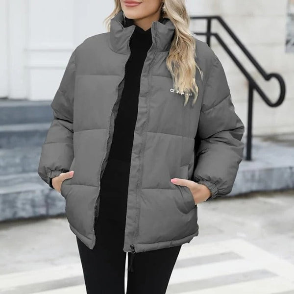 Veste tendance Col montant décontracté Fermeture éclair