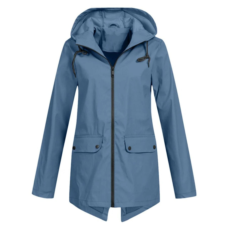 Wasserabweisende Regenjacke Mittellang Kapuze - IdealeKleiden