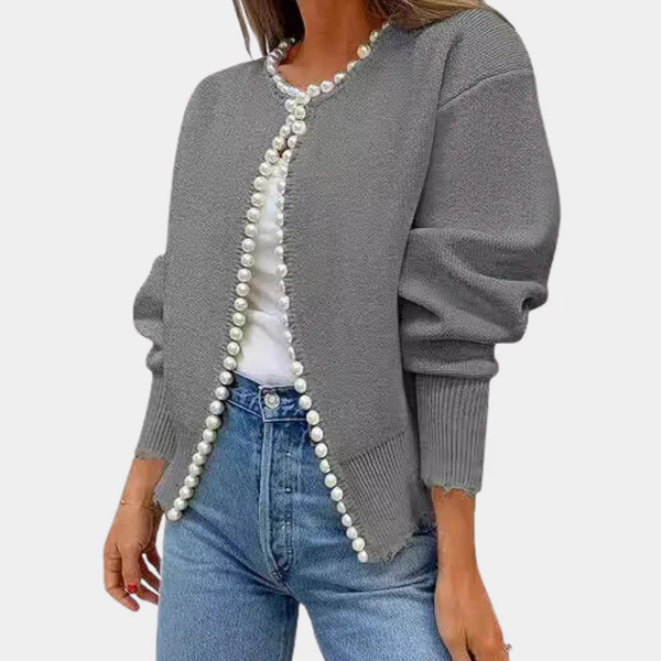 Gilet tricoté doux pour femme, confortable, boutons perles