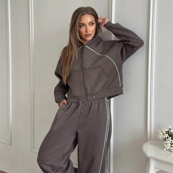 Ensemble sweat à capuche et pantalon grande taille en coton coupe confort