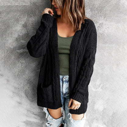 Veste en laine confortable pour femme avec poches