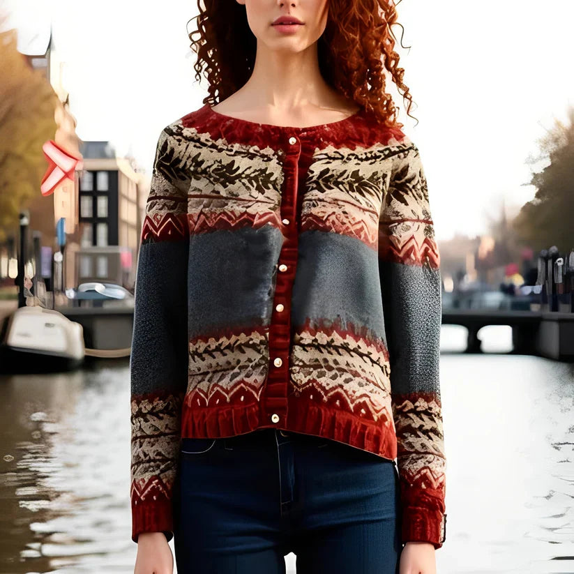 Damen Ethno Cardigan Stilvoll Modern - IdealeKleiden