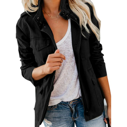 Veste d'extérieur pratique coupe décontractée avec fermeture éclair