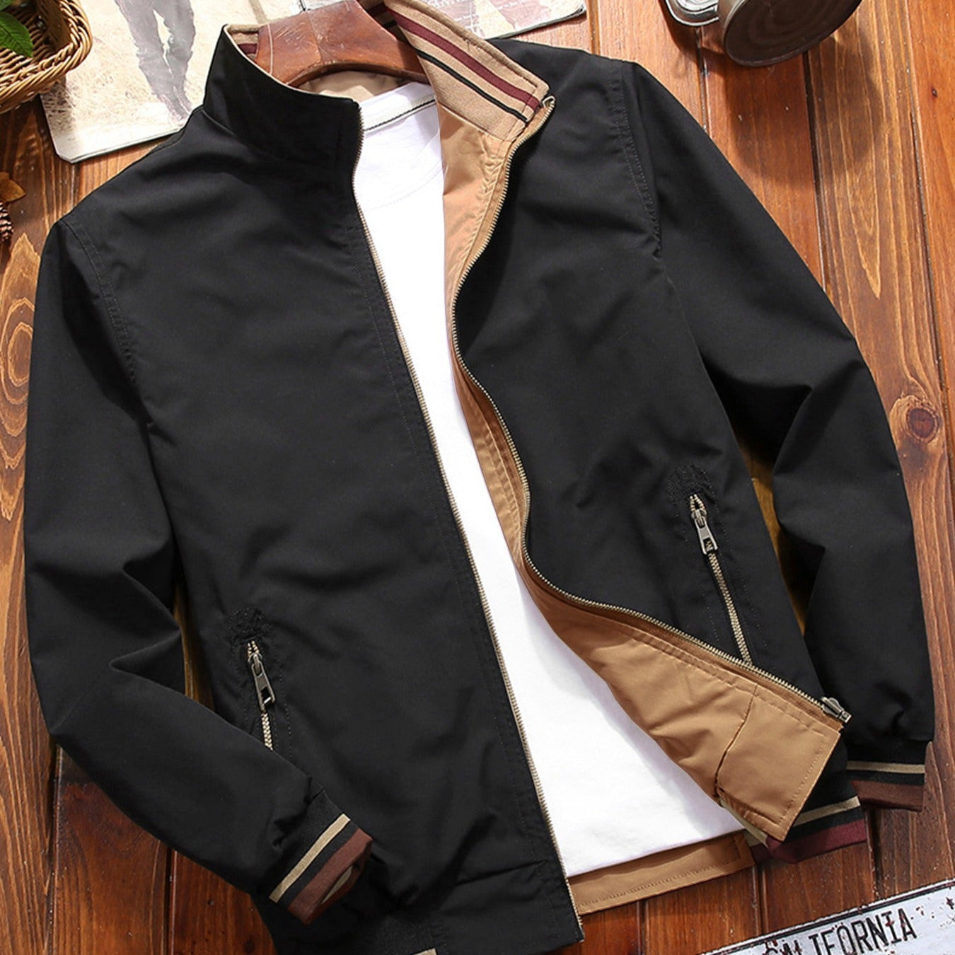 Veste légère pour homme, décontractée, avec fermeture éclair