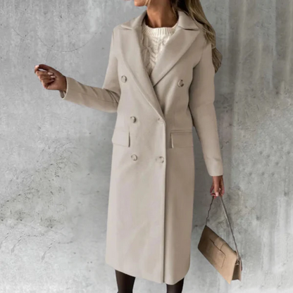 Trench-coat classique en laine pour femme, coupe ajustée