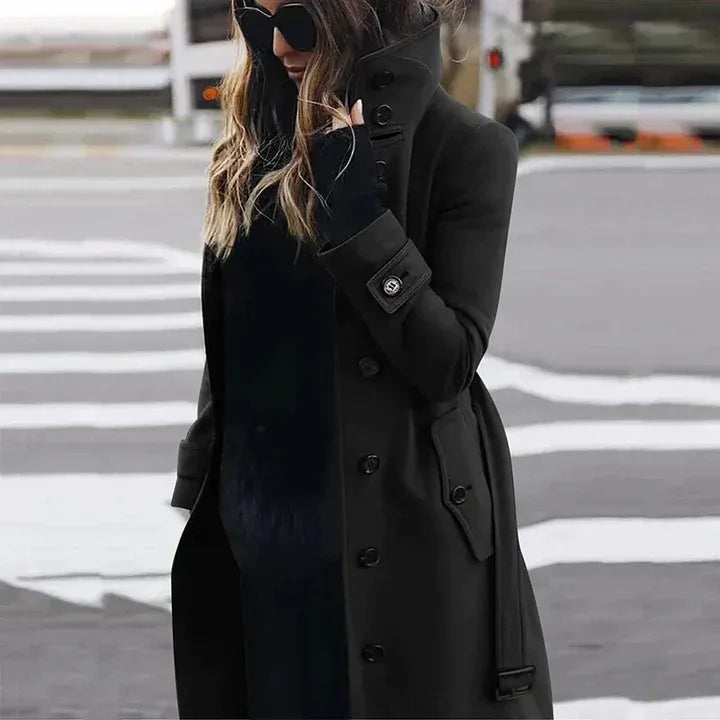 Trench-coat élégant pour femme Coupe cintrée Mélange de laine