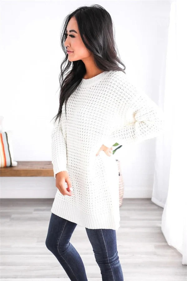 Robe grande taille tricot épais laine bord-côtes