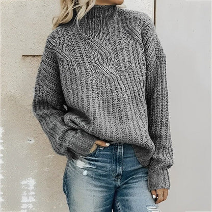 Pull en tricot torsadé doux et confortable en laine mélangée grande taille avec manches raglan