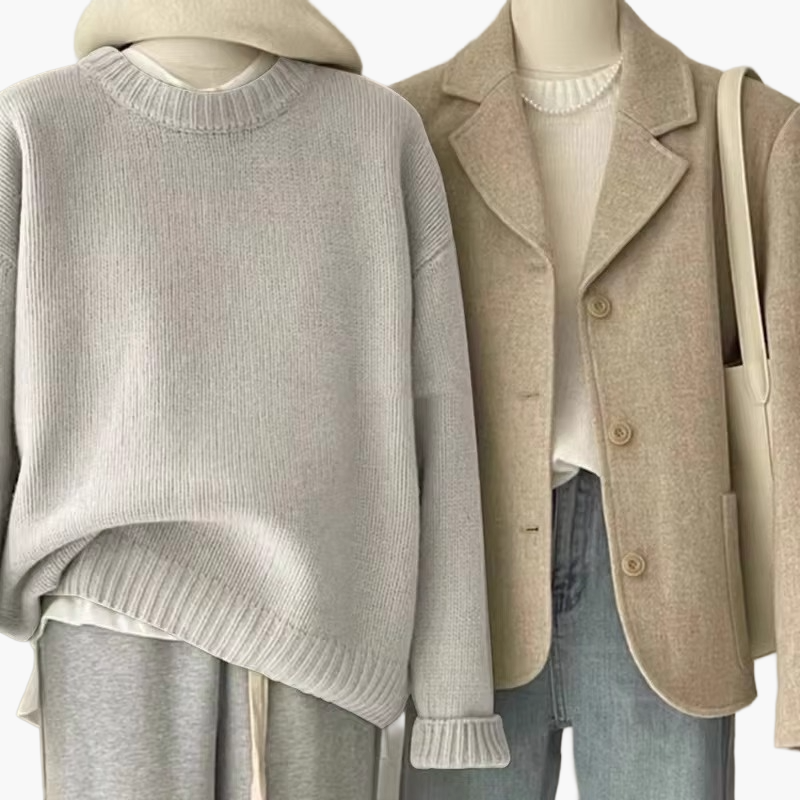 Retro Kleidungsset Japanischer Look - Strickpullover und Blazer - IdealeKleiden