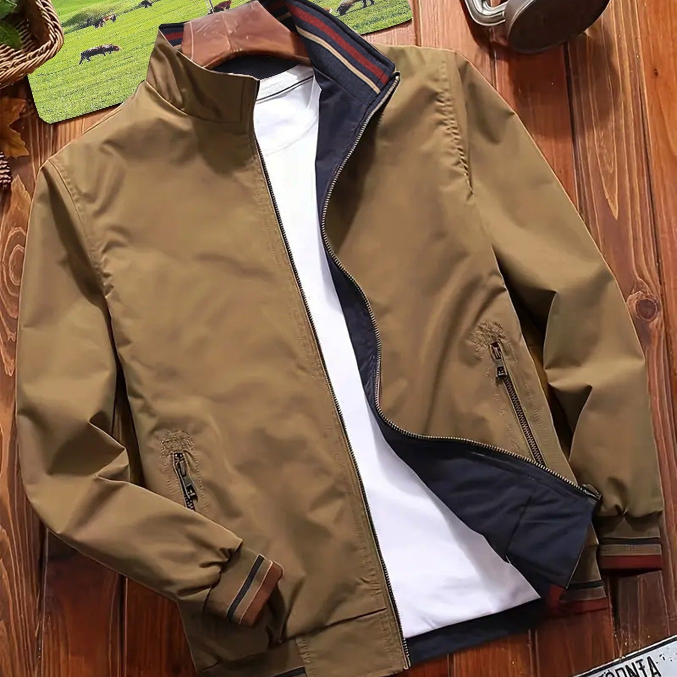Veste légère pour homme, décontractée, avec fermeture éclair