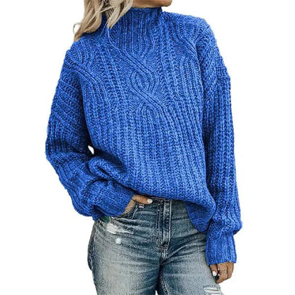 Pull en tricot torsadé doux et confortable en laine mélangée grande taille avec manches raglan