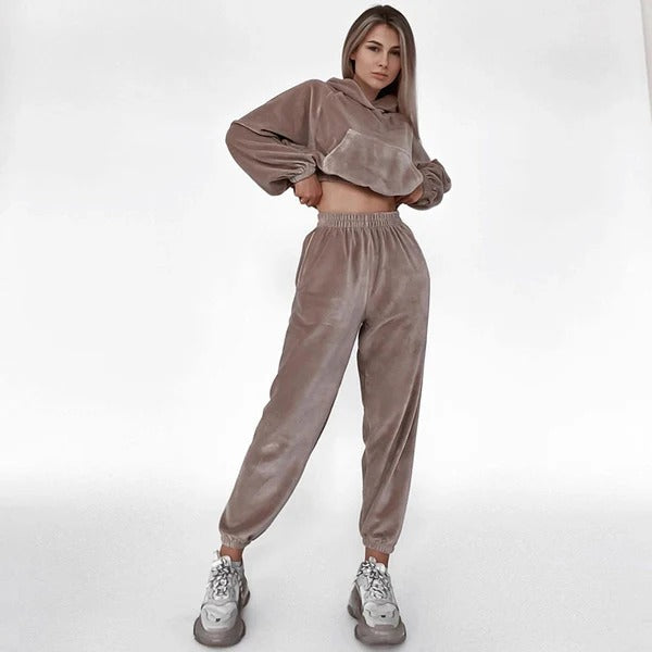 Kuschelweiches Loungewear Set Velours - IdealeKleiden