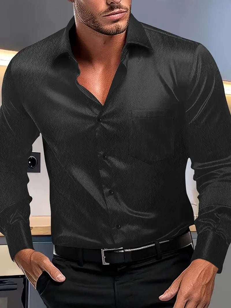Elegantes Kleid Slim Fit Seide Spitze Kragen - IdealeKleiden