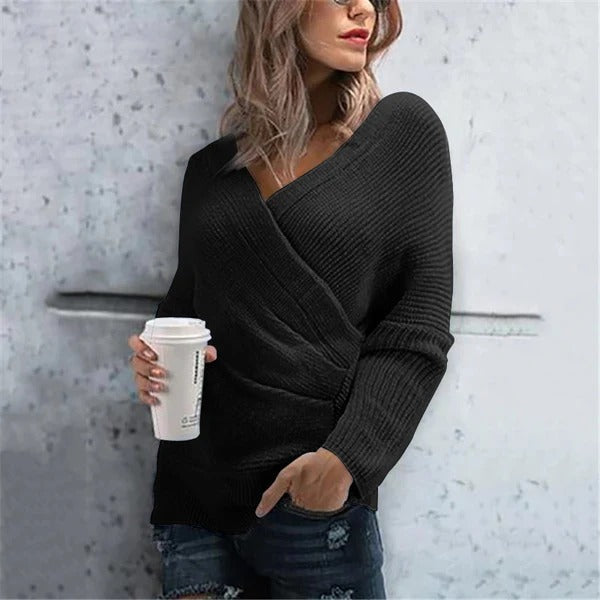 Cardigan enveloppant douillet Col en V Coupe décontractée