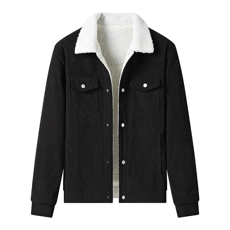 Veste en velours côtelé Polaire Effet cuir Élégant