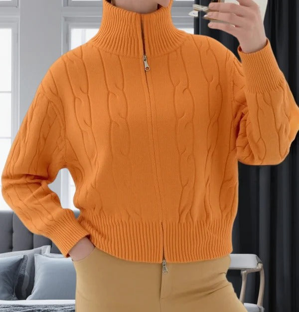 Robe femme Mélange de laine Coupe décontractée Col montant Fermeture éclair