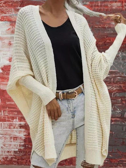 Grand gilet ouvert à motif gaufré avec manches longues