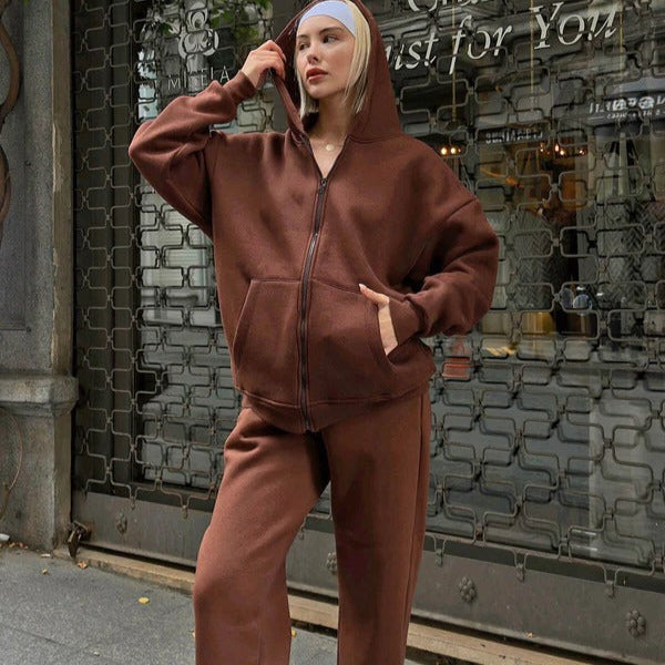 Survêtement confortable grande taille à capuche en coton doux