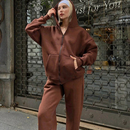 Survêtement confortable grande taille à capuche en coton doux