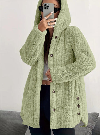 Veste douce femme look nounours capuche