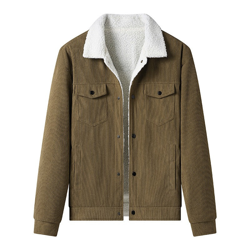 Veste en velours côtelé Polaire Effet cuir Élégant