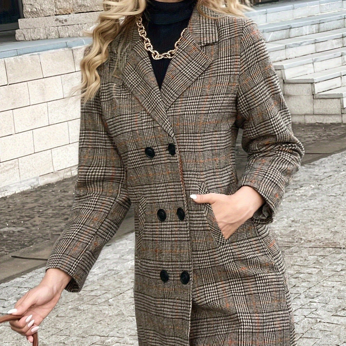 Manteau à carreaux stylé pour femme Valleria