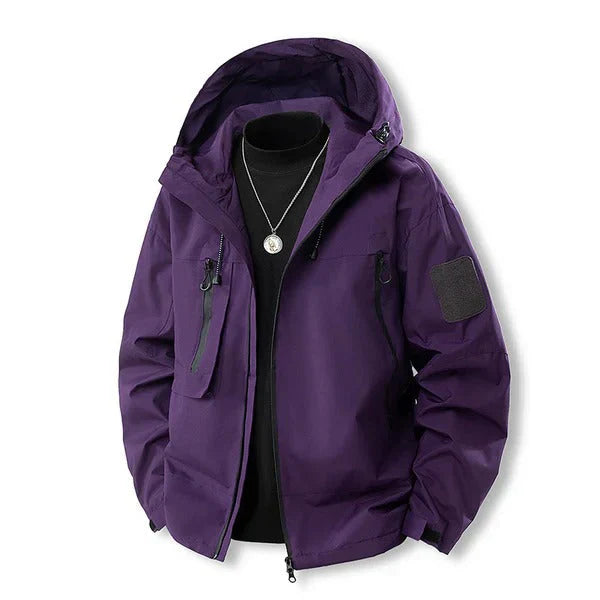 Veste d'extérieur imperméable à capuche et poches zippées