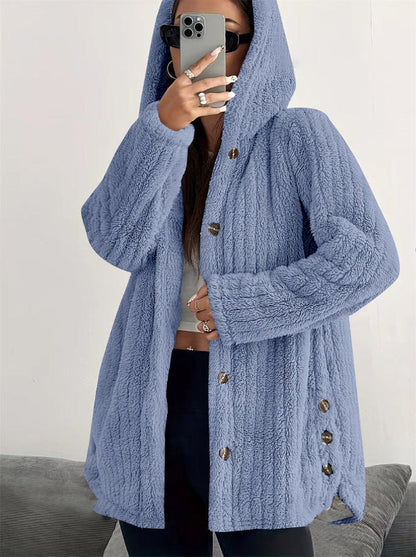 Veste douce femme look nounours capuche