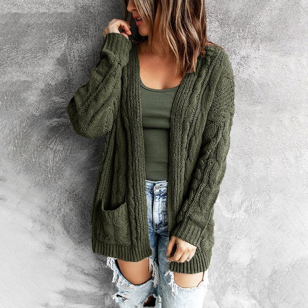 Veste en laine confortable pour femme avec poches