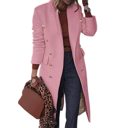 Manteau en laine élégant pour femme, coupe ajustée, longueur genou