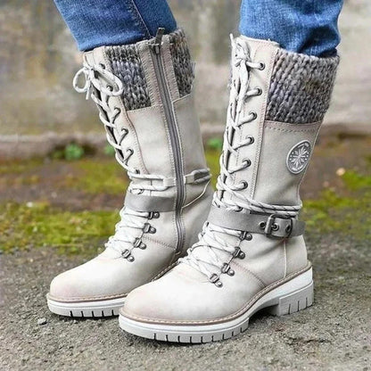 Stylische Stiefel Mit Reißverschluss Und Wollbündchen - IdealeKleiden