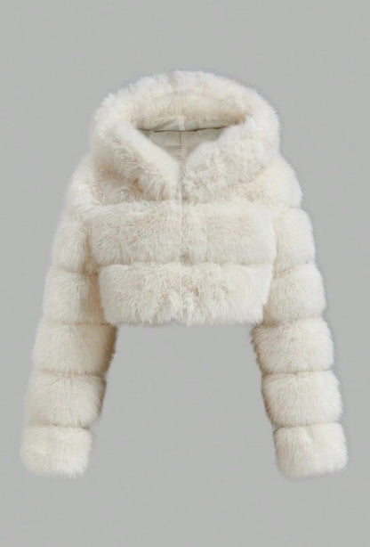 Manteau en fausse fourrure court Glamour Élégant