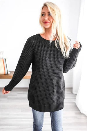 Robe grande taille tricot épais laine bord-côtes