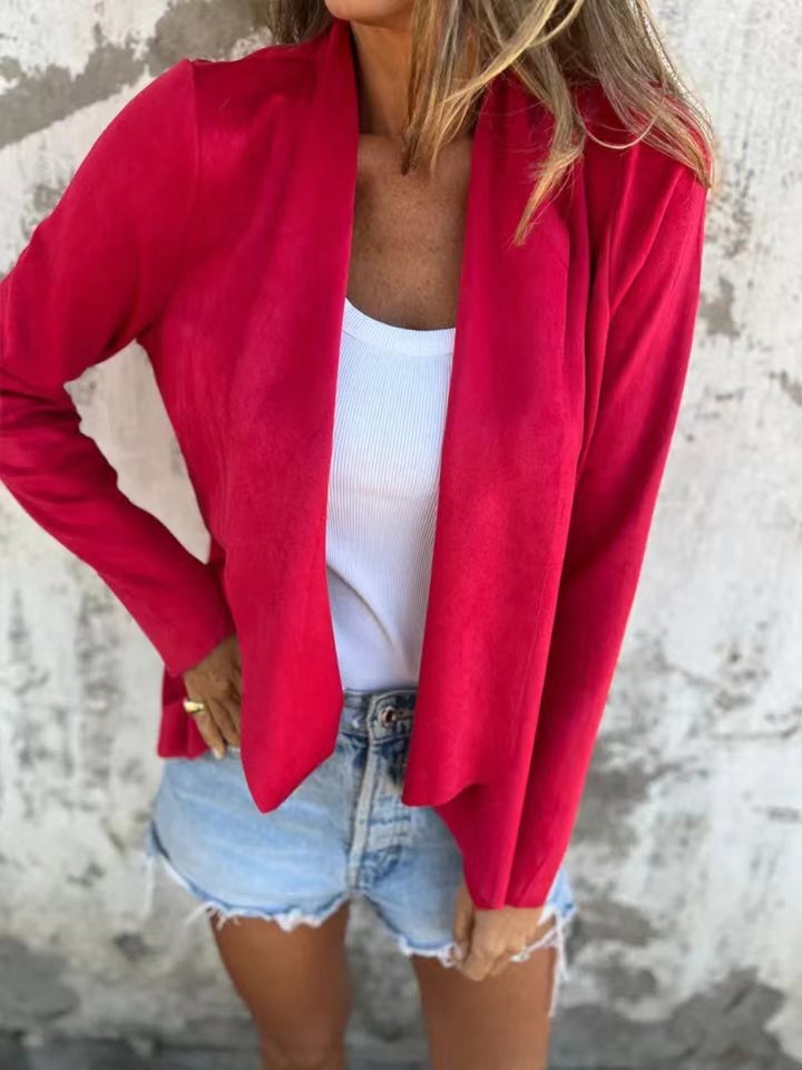 Cardigan décontracté aspect daim doux