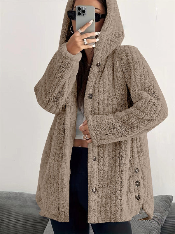 Veste douce femme look nounours capuche