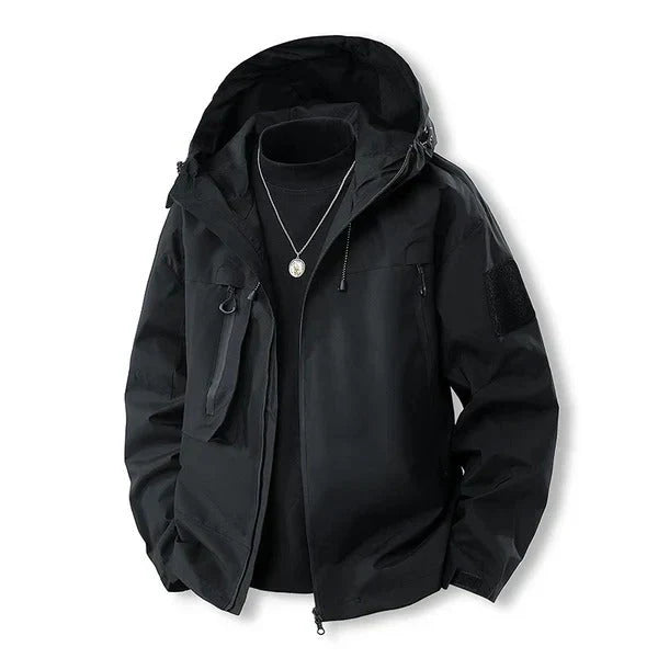 Veste d'extérieur imperméable à capuche et poches zippées