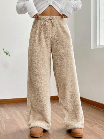 Pantalon de détente taille haute à cordon de serrage pour femme