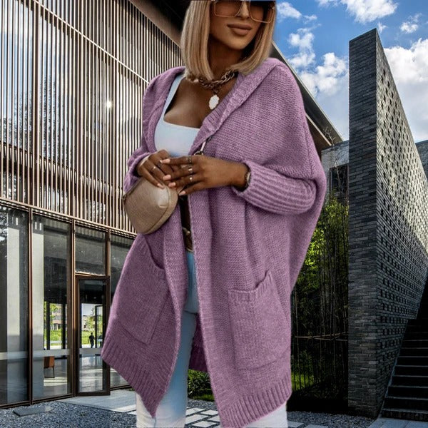 Grand cardigan à capuche avec poches