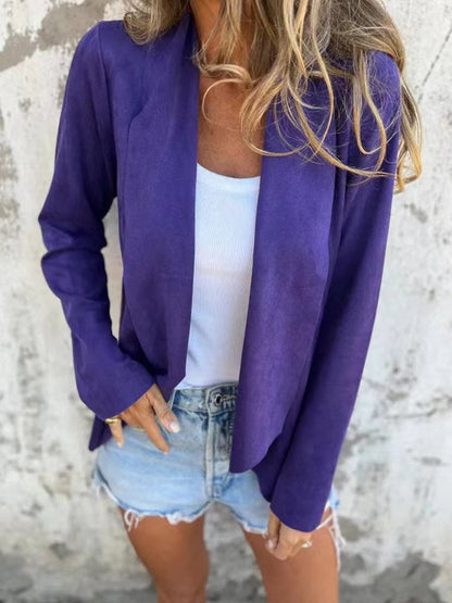 Cardigan décontracté aspect daim doux