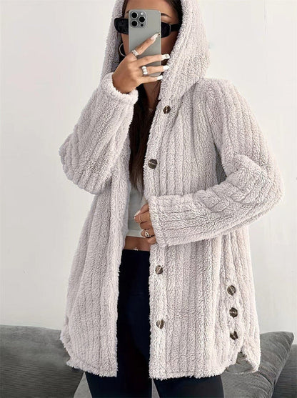 Veste douce femme look nounours capuche